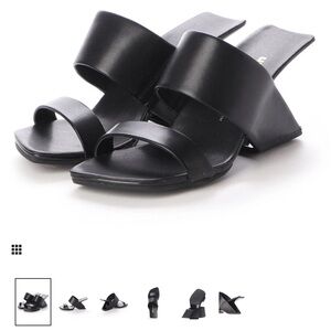 United Nude Black Strappy Sandals no heel leather